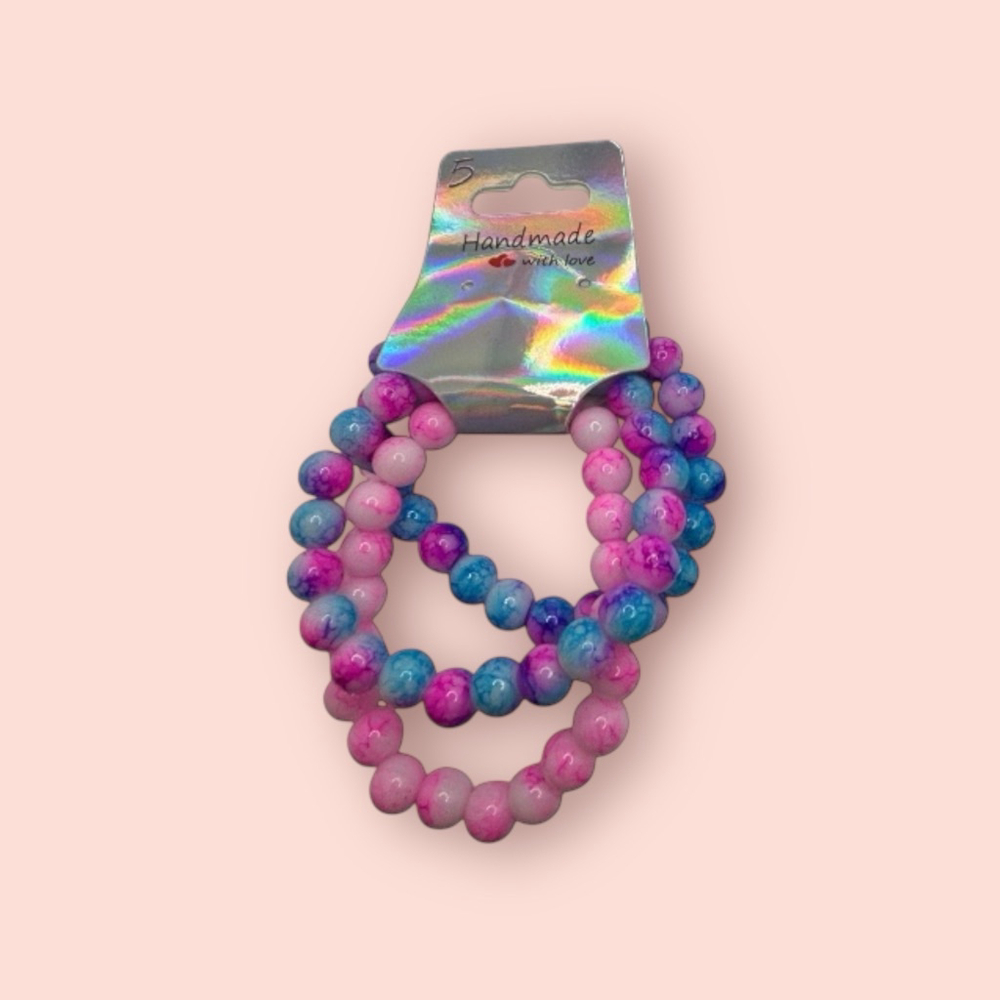 Pink & Blue Beaded Bracelets Set NWOT